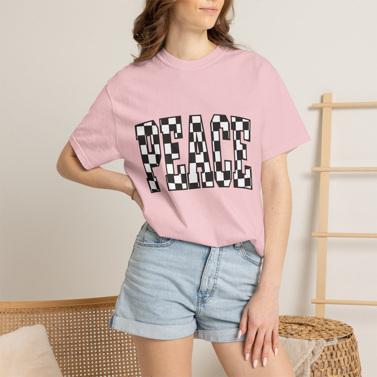 Checkered Text Shirt Peace Inspirational Unisex Gift Bold product image 12