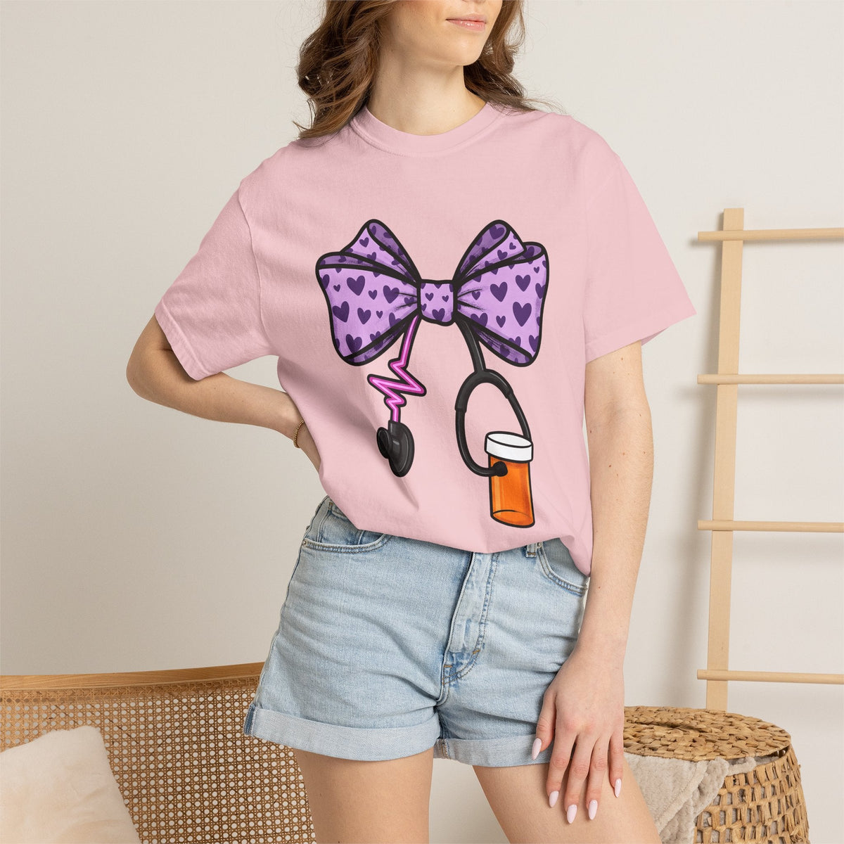 Heart Bow Stethoscope Shirt Nurses Clinic Unisex Gift product image 12