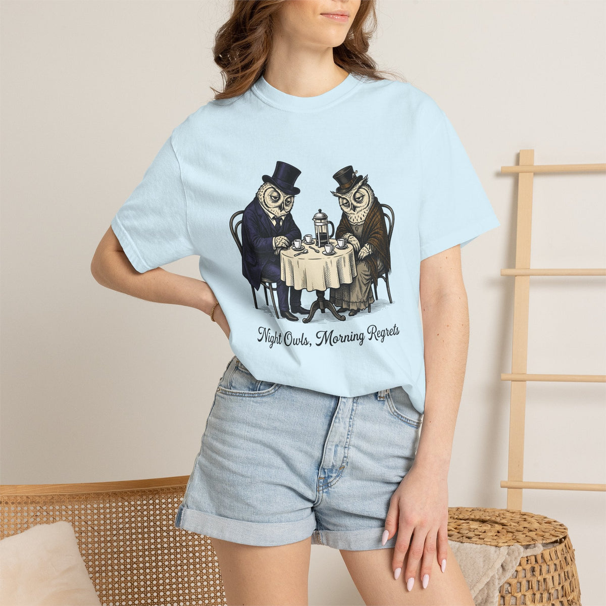 Owl Tea Gathering Shirt Coffee Wildlife Unisex Gift Retro product image 9