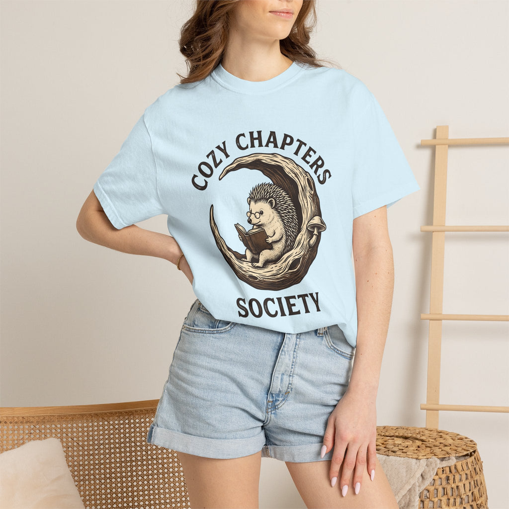 Hedgehog Book Moon Doodle T-Shirt – Cozy Bookish Reading product image 9