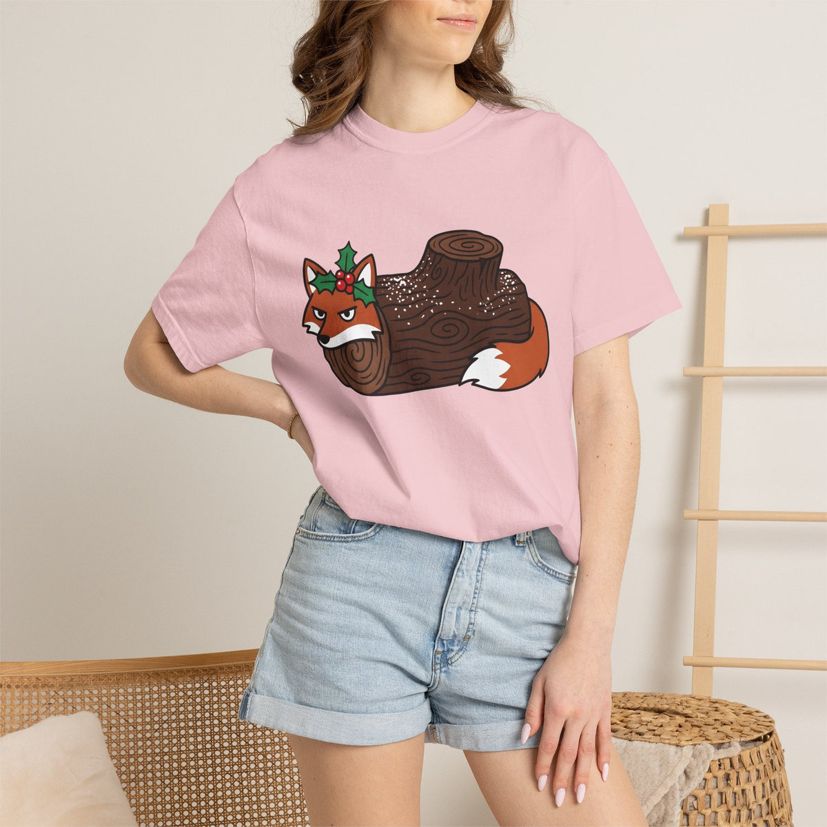 Fox Log Shirt Christmas Animal Unisex Gift Cartoon Tee product image 12
