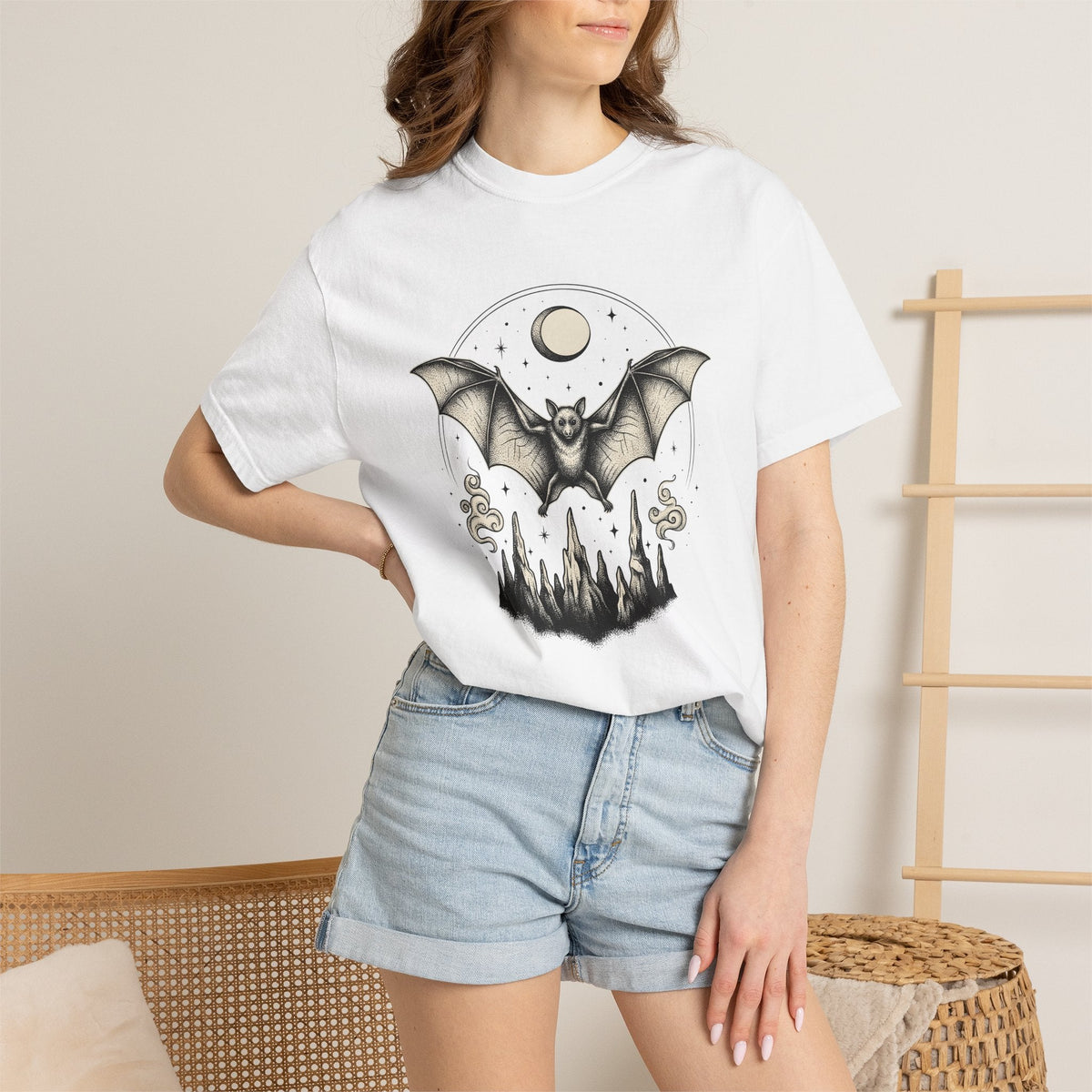 Bat Silhouette Shirt Boho Chic Spooky Unisex Gift product image 7