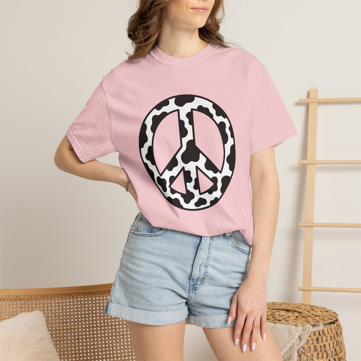 Cow Pattern Peace Symbol Shirt Cowgirl Boho Gift Women product image 12