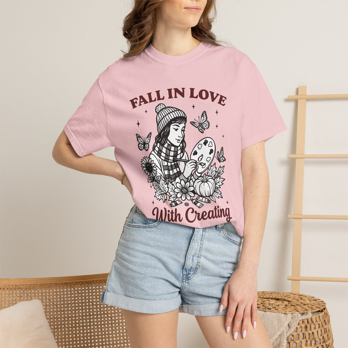 Artist Girl Hand-Drawn T-Shirt – Autumn Art Lover product image 12