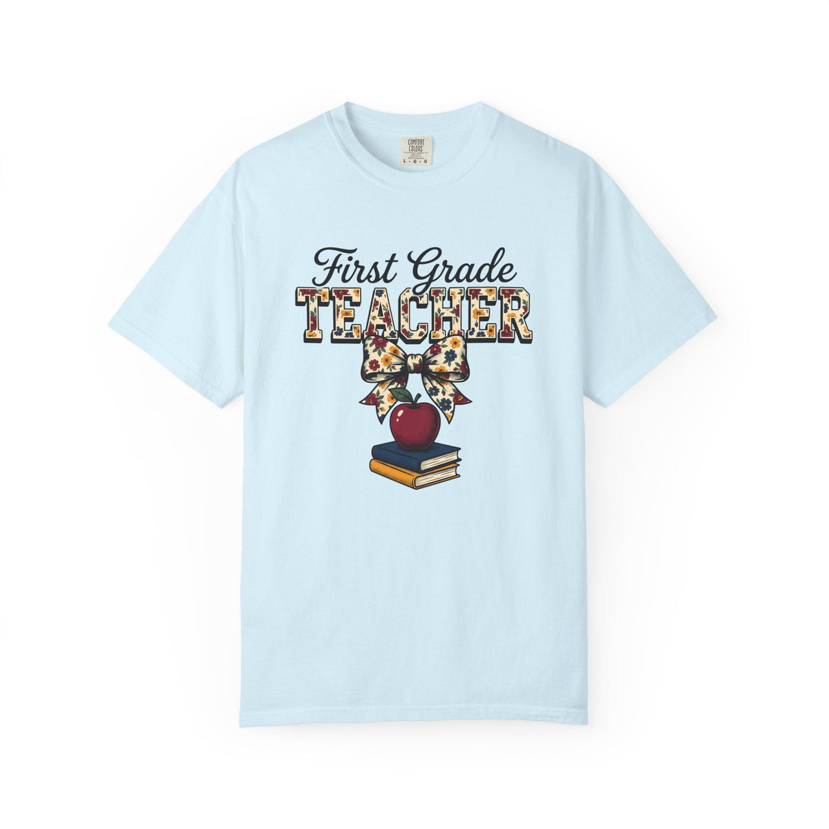 Apple Books Bow Shirt Teacher School Unisex Gift Floral Tee product image 2
