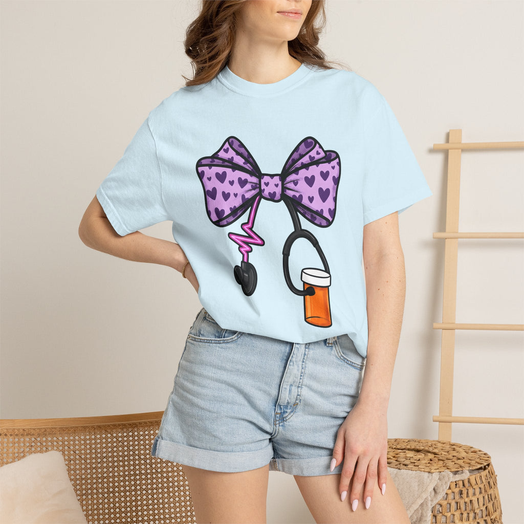 Heart Bow Stethoscope Shirt Nurses Clinic Unisex Gift product image 9