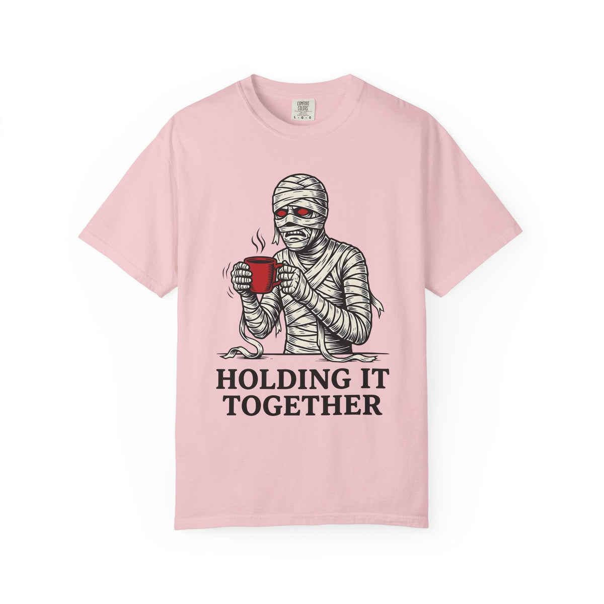 Bandaged Coffee Cup Cartoon T-Shirt – Halloween Caffeine Lover Mummy, Unisex Graphic Tee
