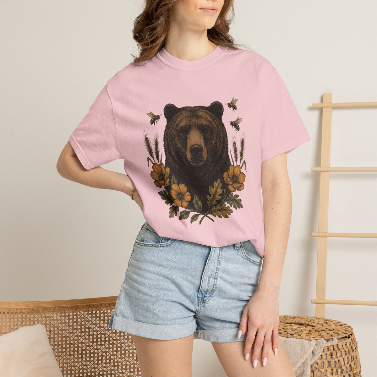 Bear Floral Shirt Animals Nature Unisex Gift Vintage Tee product image 12