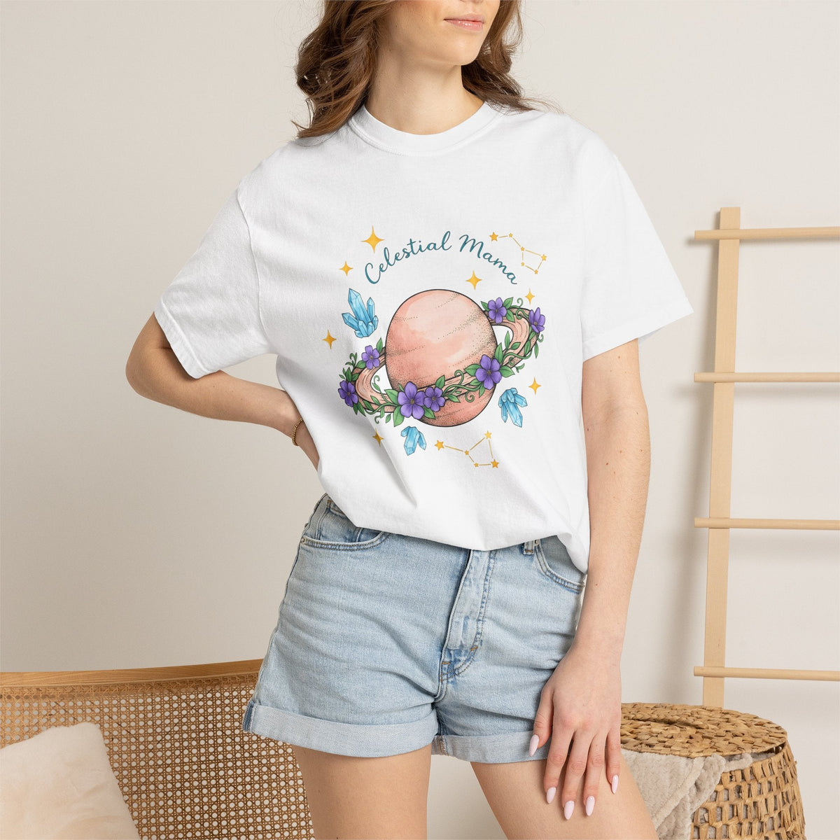 Flower Planet Shirt Boho Chic Astrology Unisex Gift Fantasy product image 6
