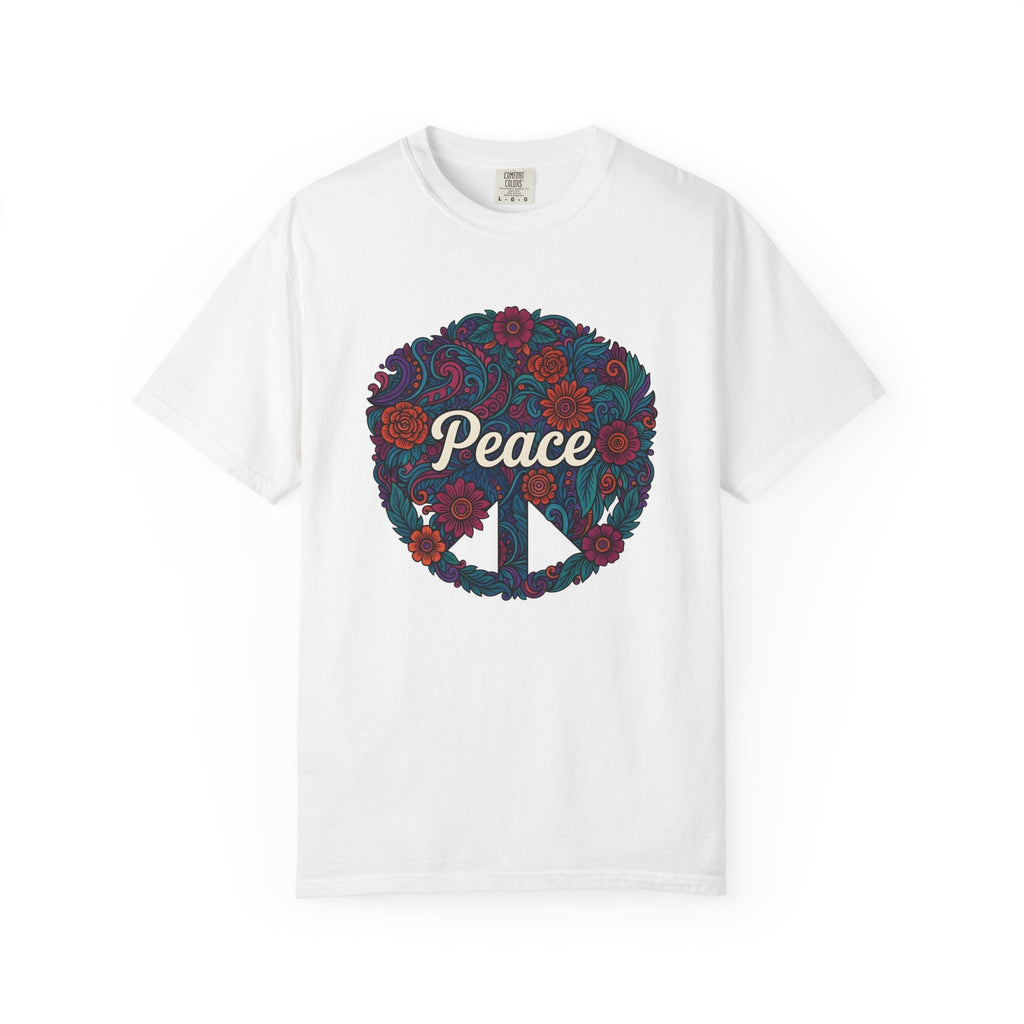 Peace Sign Floral Shirt Hippie Festival Unisex Gift Boho product image 1
