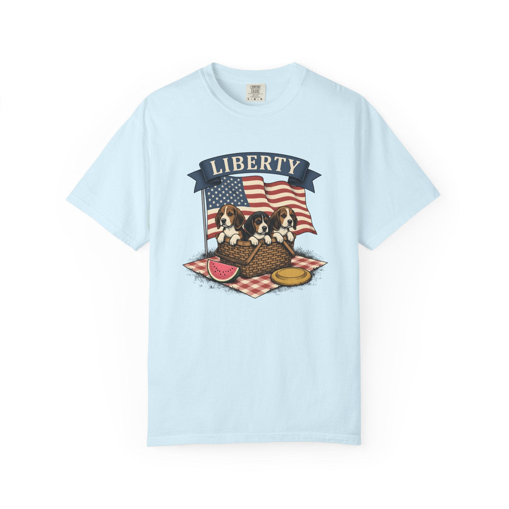 Beagle Pups Rustic T-Shirt – 4th of July Freedom Puppy product image 2