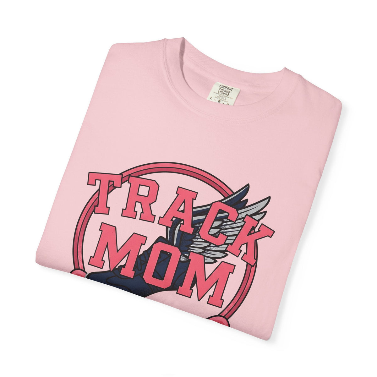 Winged Running Shoes Cartoon T-Shirt – Track Mom Fitness Design, Women Graphic Tee