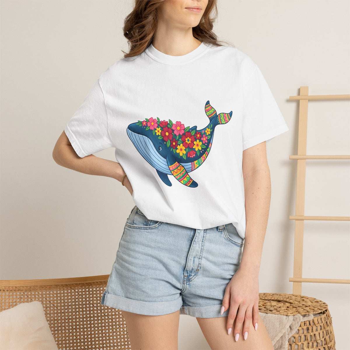 Whale Flower Shirt Animals & Flowers Sea Unisex Gift Hippie product image 6