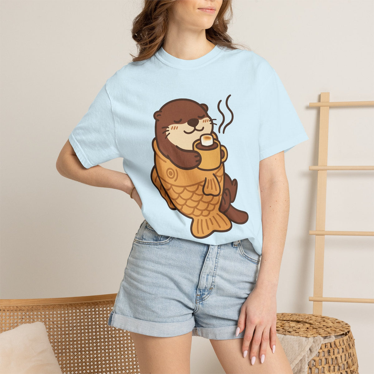 Otter Cupcake Shirt Coffee Wildlife Unisex Gift Cute Tee product image 9