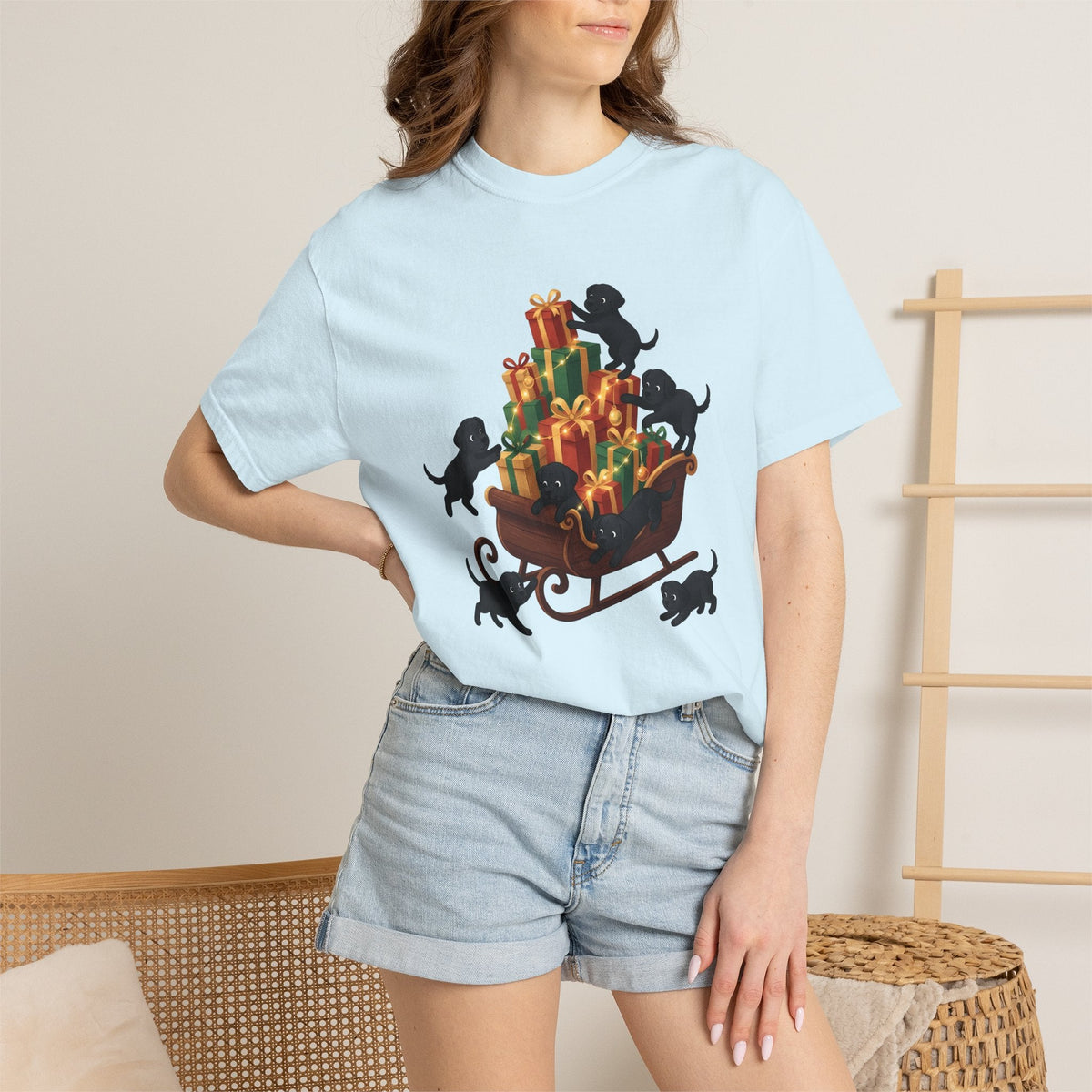 Black Lab Pups Shirt Christmas Animal Unisex Gift Sweet Tee product image 9