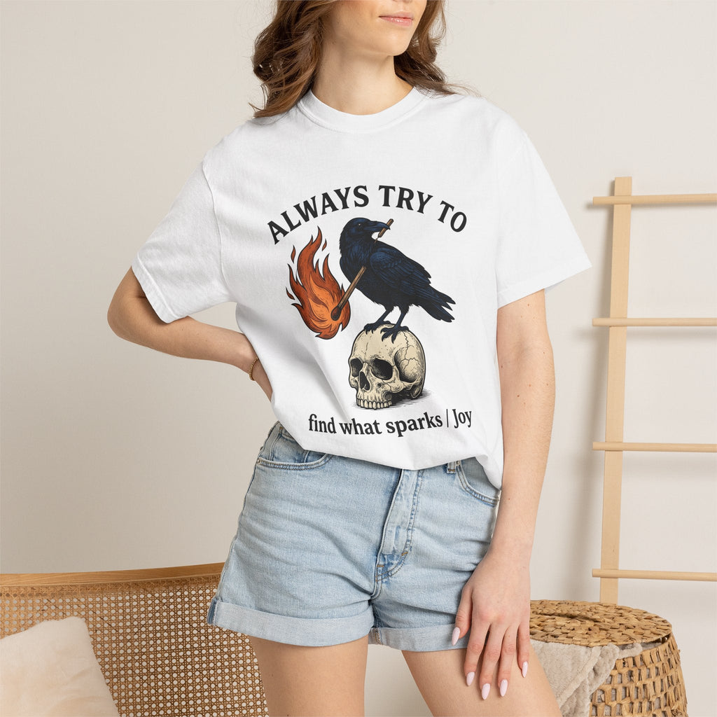 Raven Skull Shirt Funny Random Occult Unisex Gift Line Art product image 6