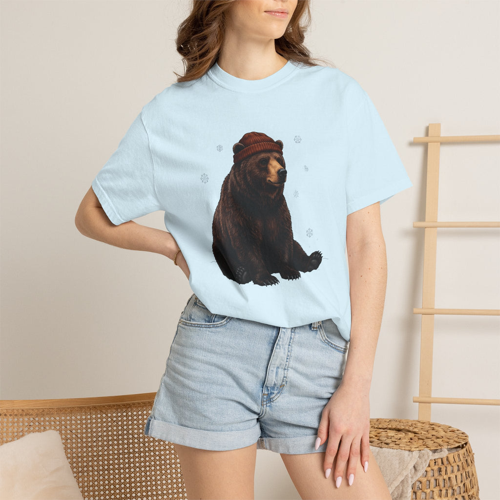 Bear Beanie Shirt Animals Cold Gift Women Sketch Tee product image 9