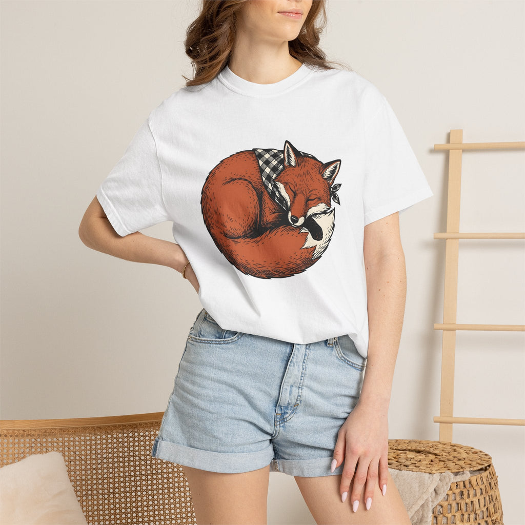Resting Fox Shirt Nature Unisex Gift Line Art Tee T-Shirt product image 6