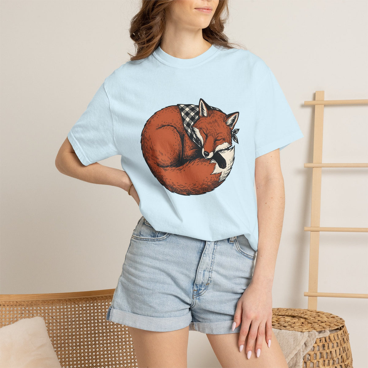 Resting Fox Shirt Nature Unisex Gift Line Art Tee T-Shirt product image 9