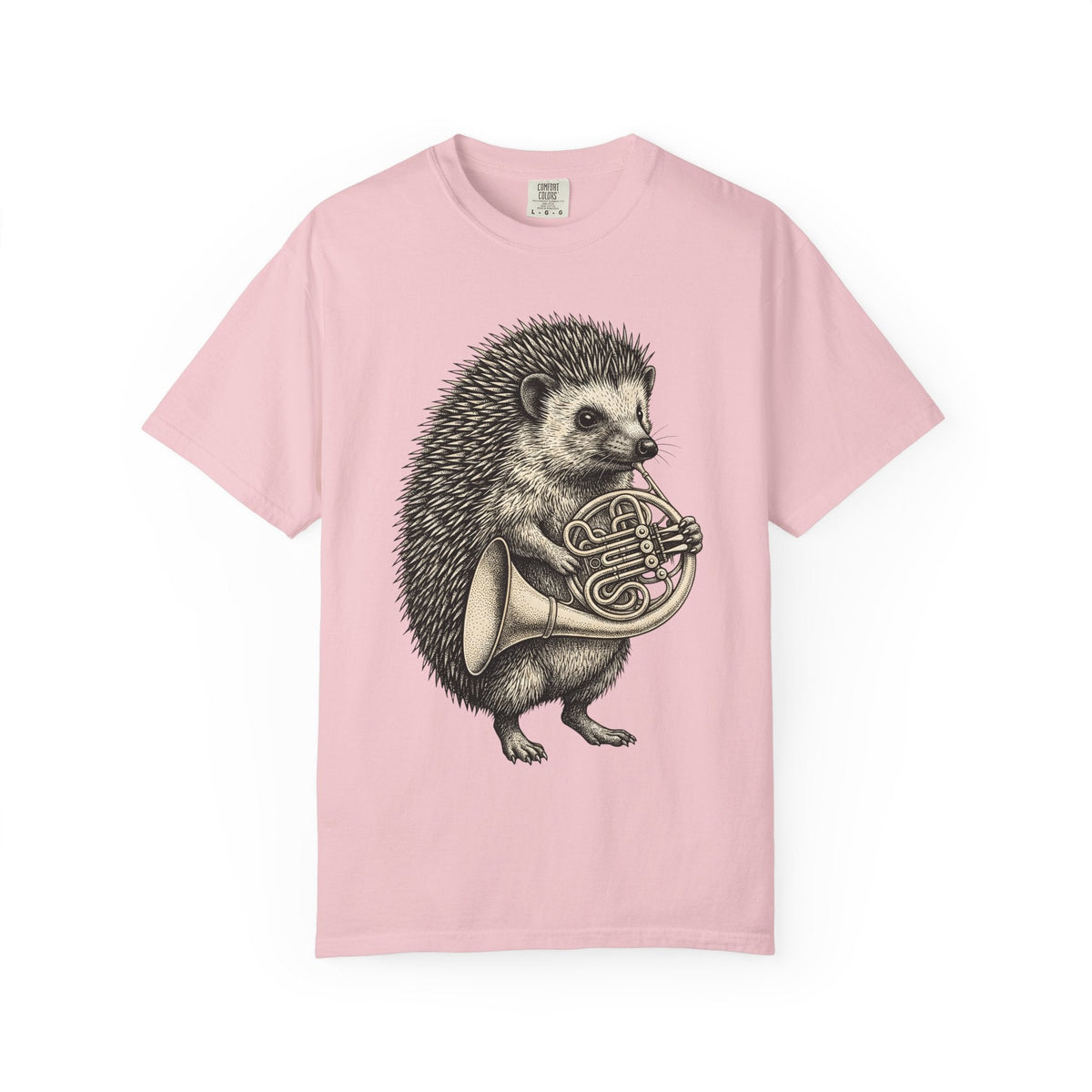 Hedgehog Horn Shirt Animals Instruments Unisex Gift Retro product image 3