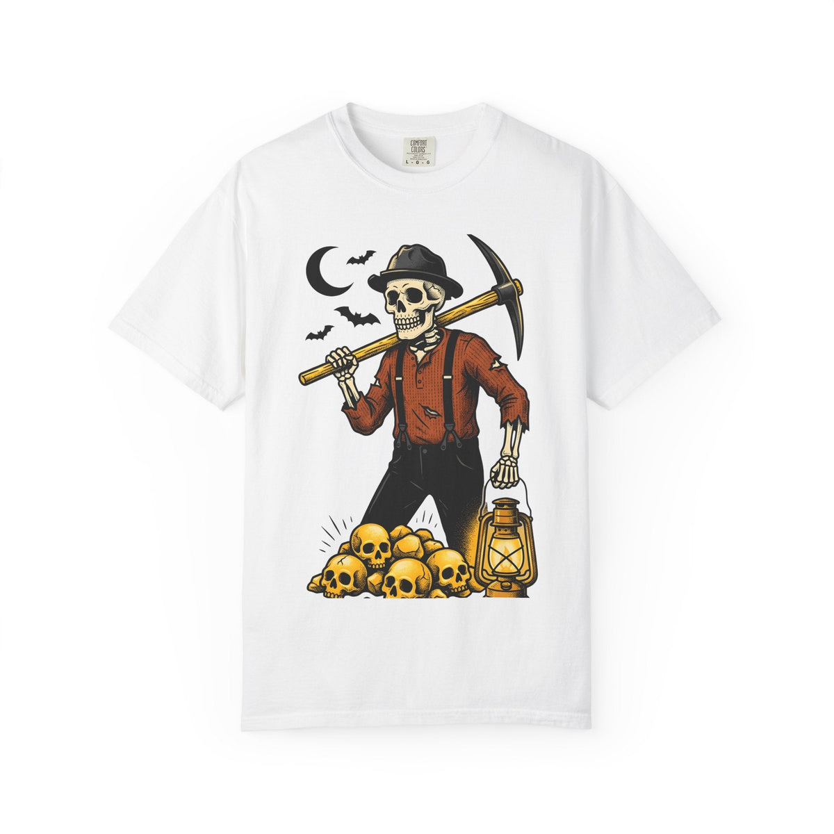 Skeleton Miner Shirt Halloween Dark Unisex Gift Retro Tee product image 1
