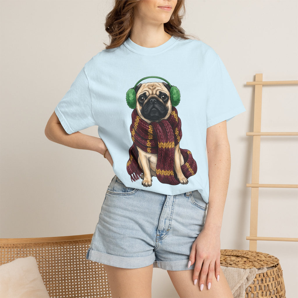 Pug Dog Shirt Winter Gift Women Hand Drawn Tee Puggle product image 9