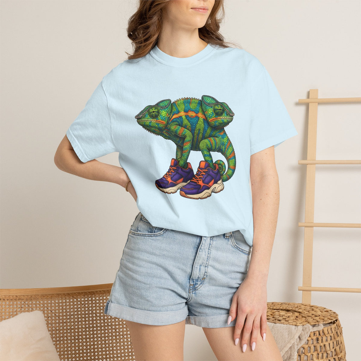 Chameleon Sneakers Shirt Animals Reptile Unisex Gift Vibrant Graphic Tee Custom