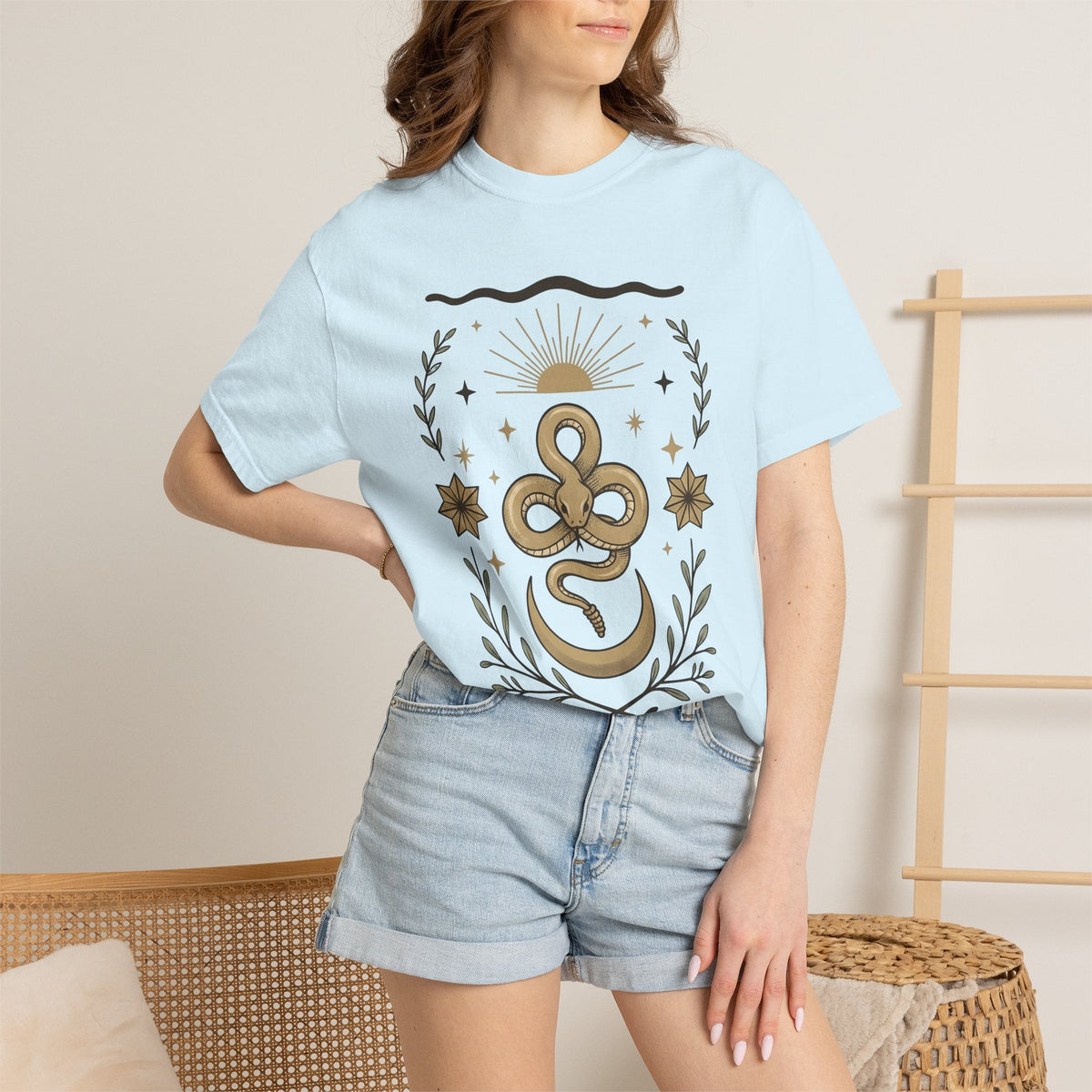 Serpent Moon Shirt Boho Chic Star Signs Unisex Gift product image 9