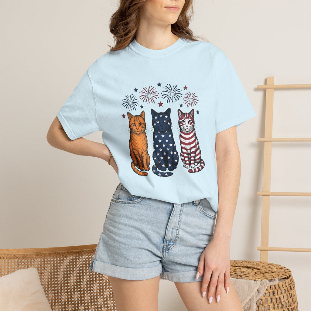 American Cats Sketch T-Shirt – 4th of July Kitten Lover product image 9
