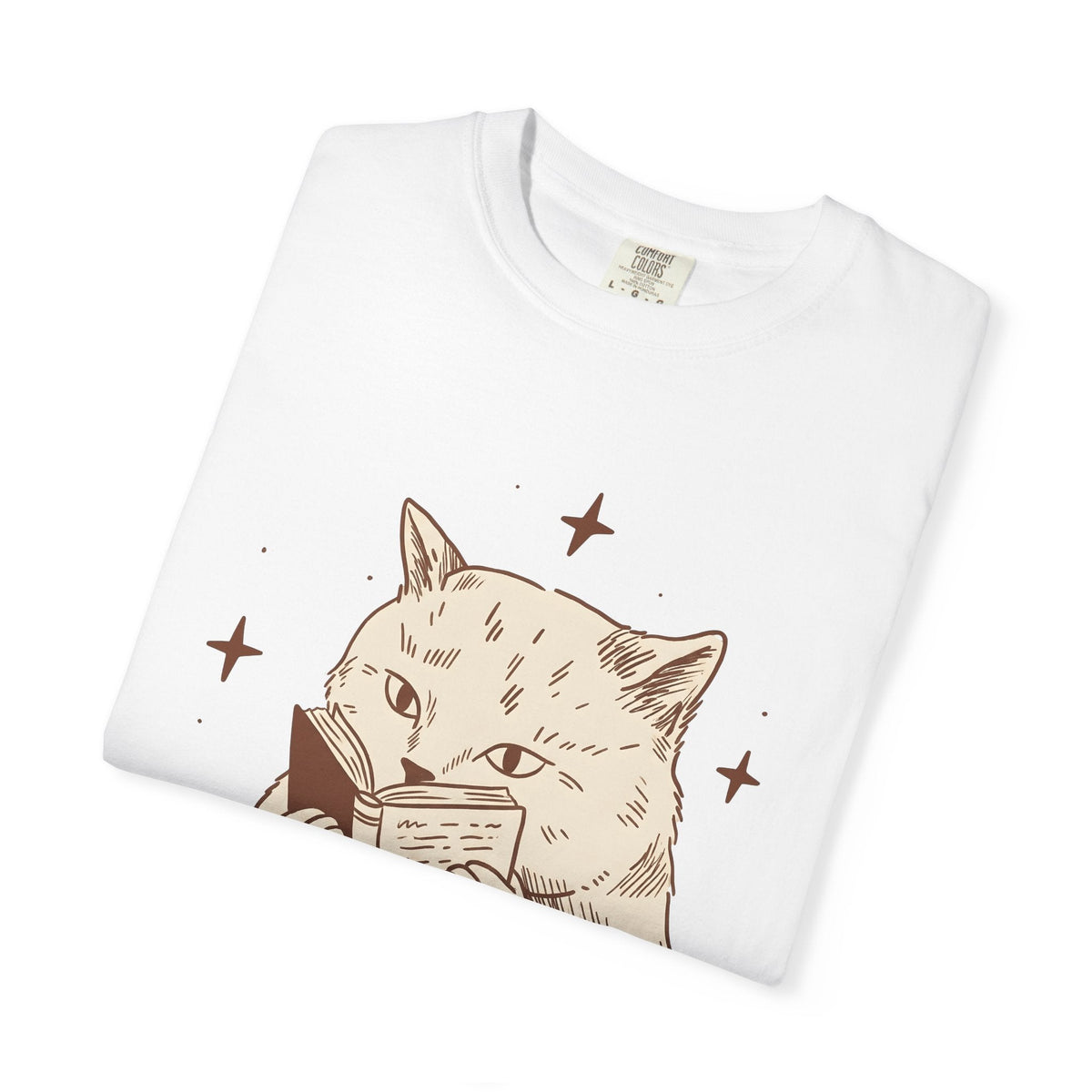 Cat Reading Shirt Bookworm Unisex Gift Hand Drawn Tee Kitty product image 5