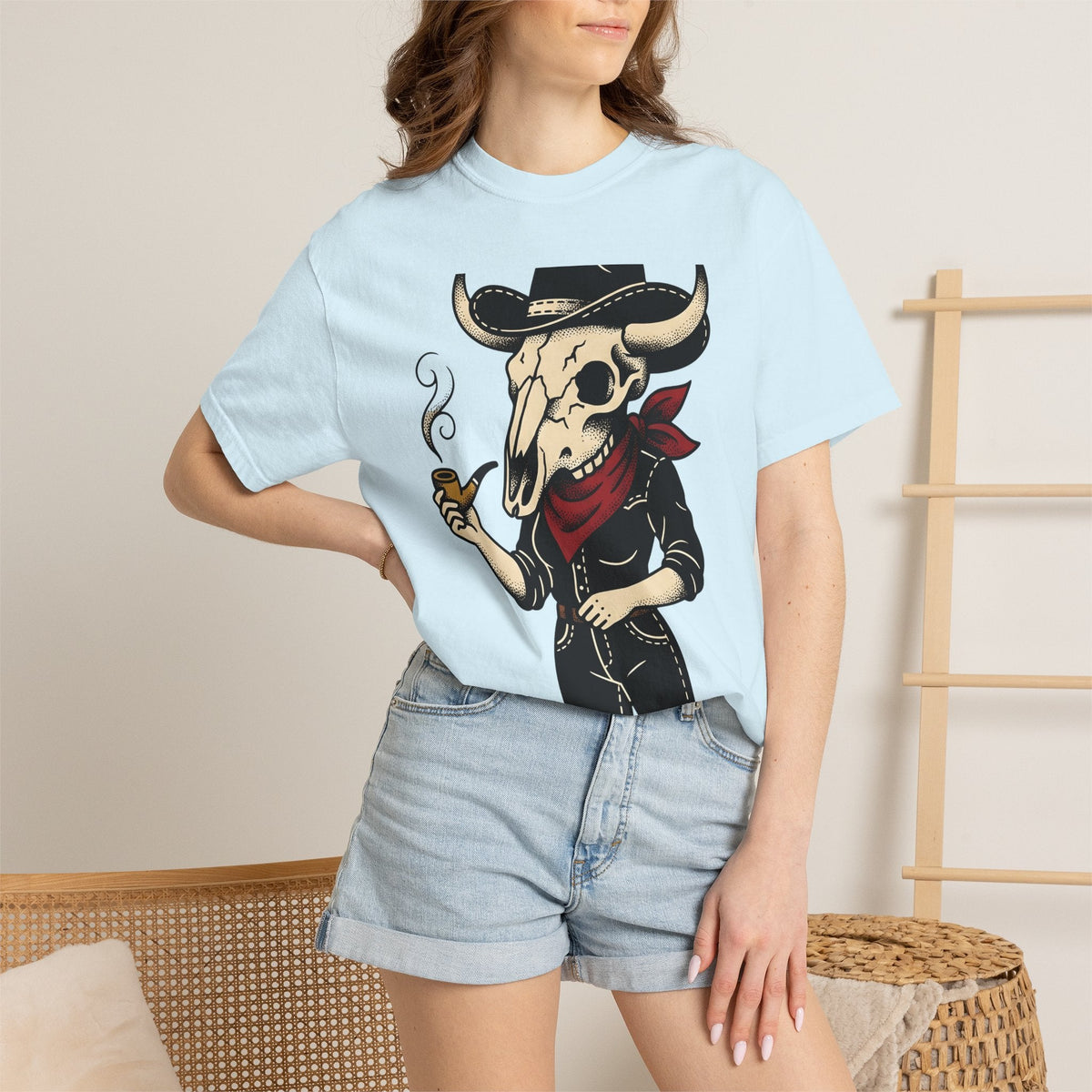 Skull Cowboy Shirt Cowgirl Country Gift for Women Line Art product image 9
