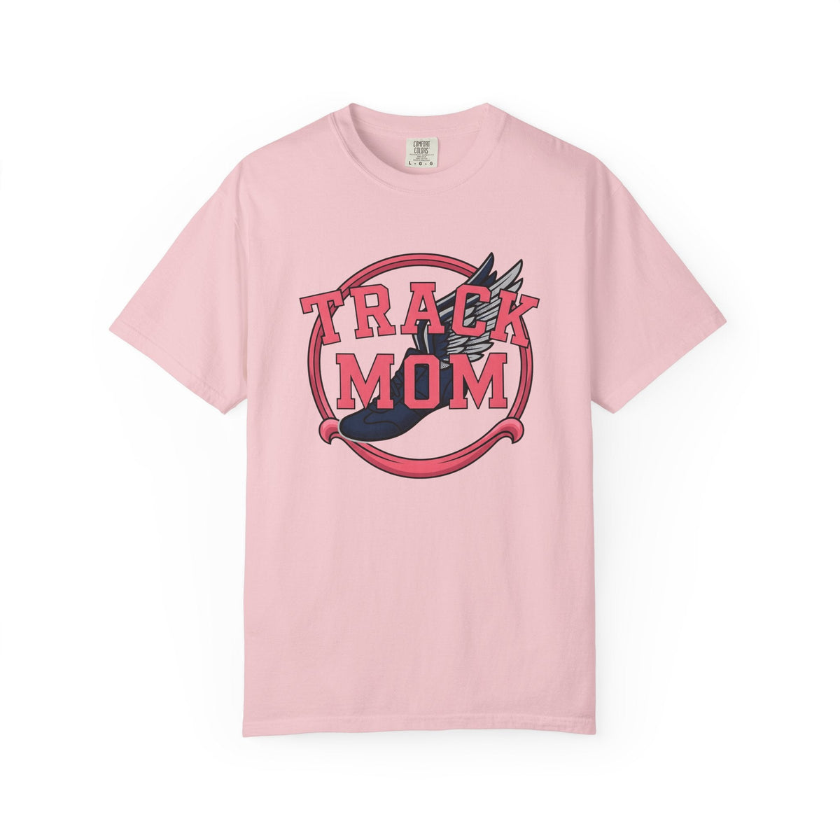 Winged Running Shoes Cartoon T-Shirt – Track Mom Fitness Design, Women Graphic Tee