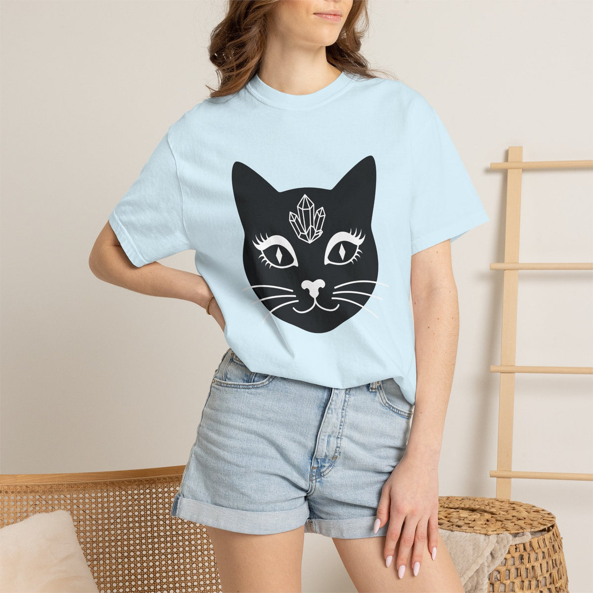 Black Cat Face Shirt Witchy Gift for Women Minimalist Tee product image 9