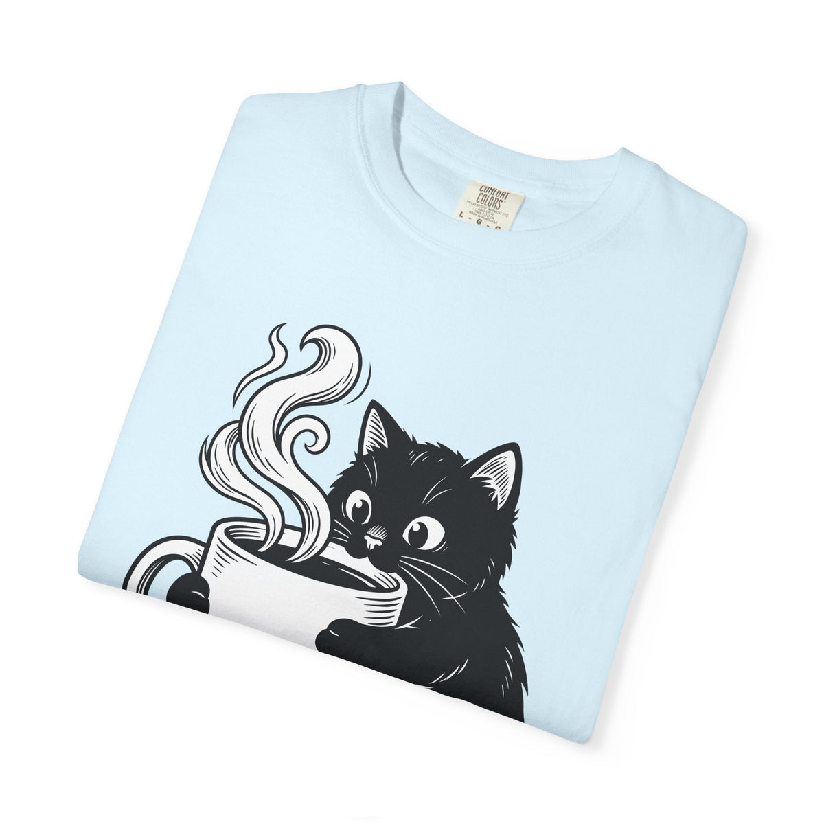 Black Feline Mug Shirt Cat Cappuccino Unisex Gift Cartoon Tee Cat T-Shirt Cat