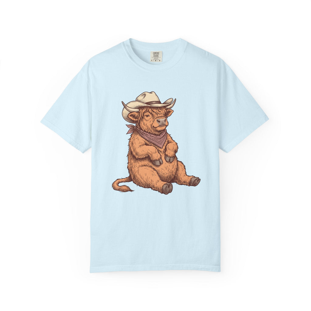 Highland Cow Shirt Cowgirl Western Gift Women Hand Drawn Tee Heifer T-Shirt Cowgirl Fan Illustrated Graphic Tshirt Vintage Cowboy Hat Tshirt