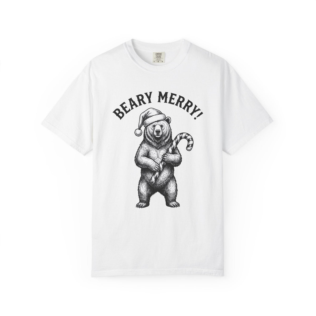 Bear Santa Hat Shirt Christmas Animal Unisex Gift Hand Drawn Tee Teddy T-Shirt