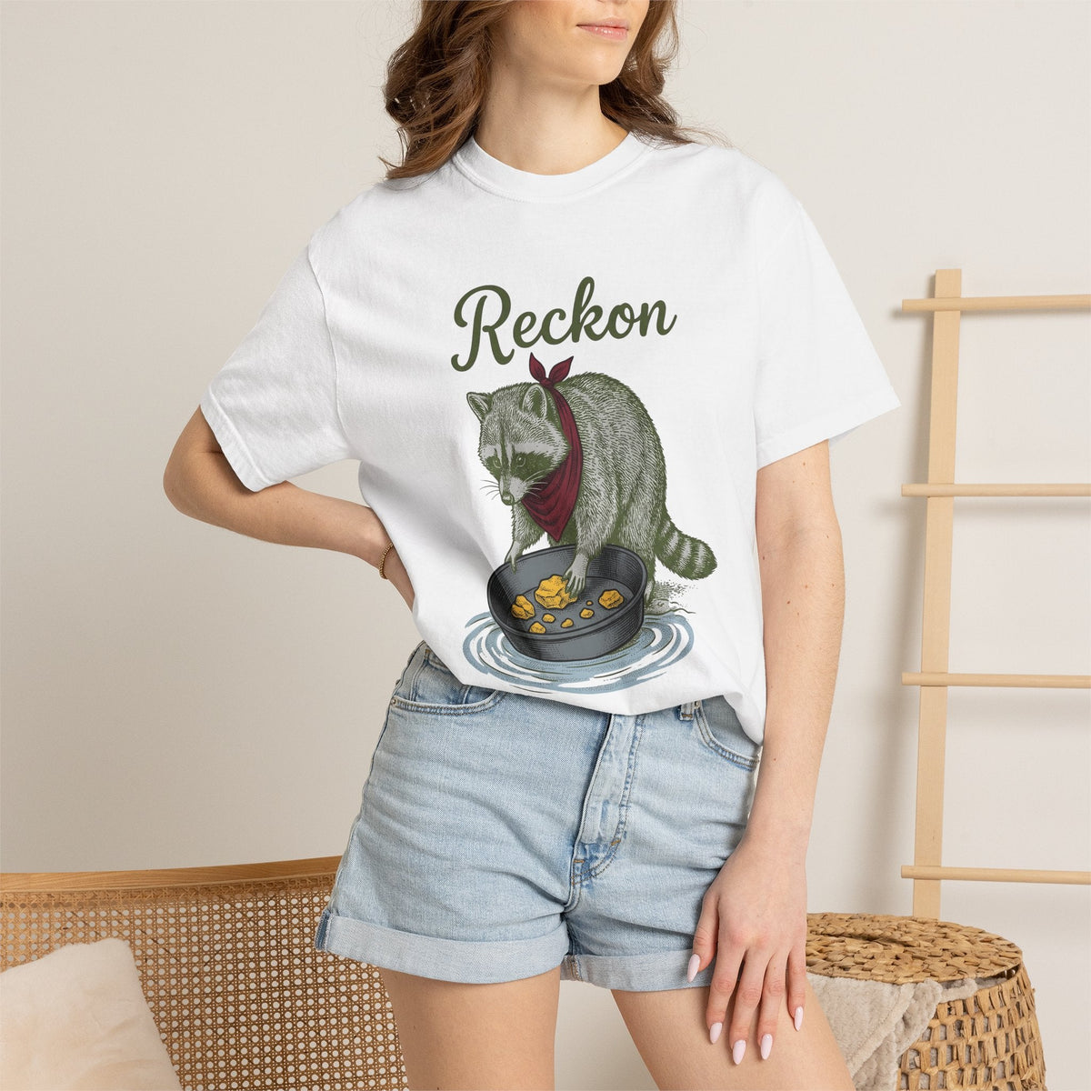 Raccoon Scarf Retro T-Shirt – Funny Cozy Wildlife Sketch product image 6