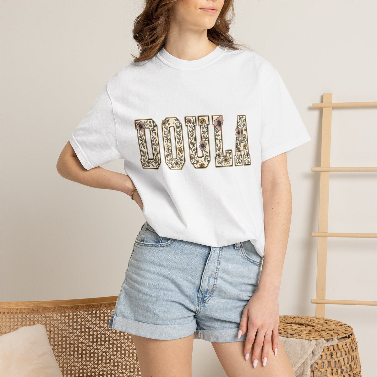 Botanical Block Letters Shirt Doula Bouquet Unisex Gift product image 6