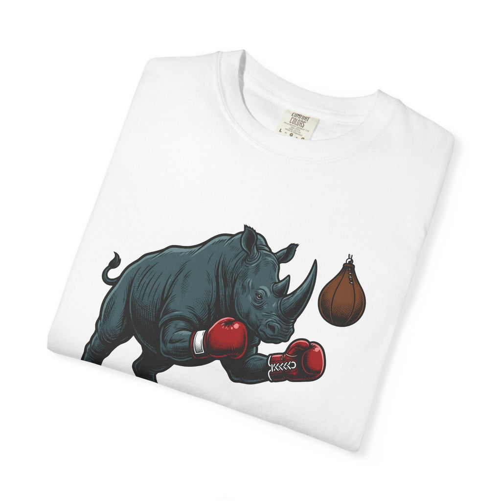 Rhino Fighter Shirt Sports Fauna Unisex Gift Distressed Tee Rhinoceros T-Shirt