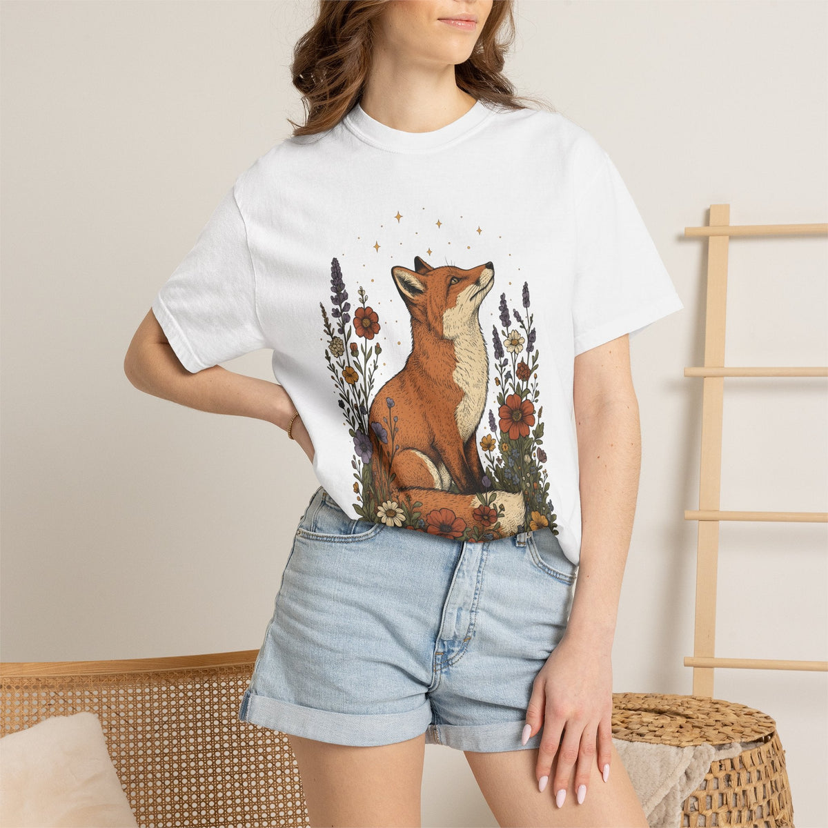 Fox Blossom Shirt Animals & Flowers Trees Unisex Gift Folk product image 6