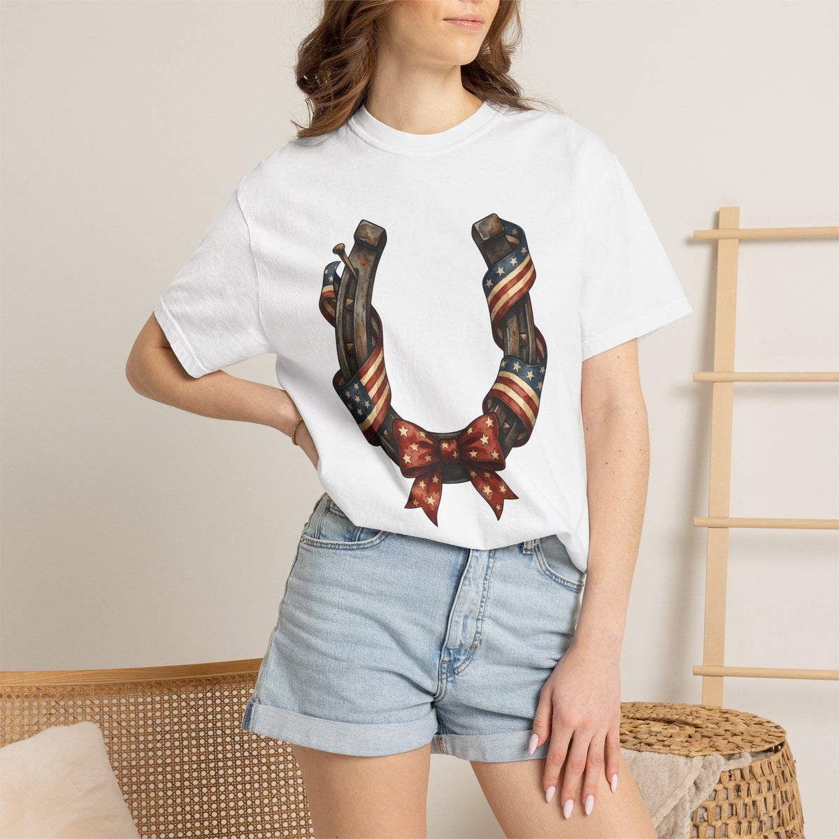 Horseshoe Flag Shirt America Patriotic Unisex Gift Rustic product image 6