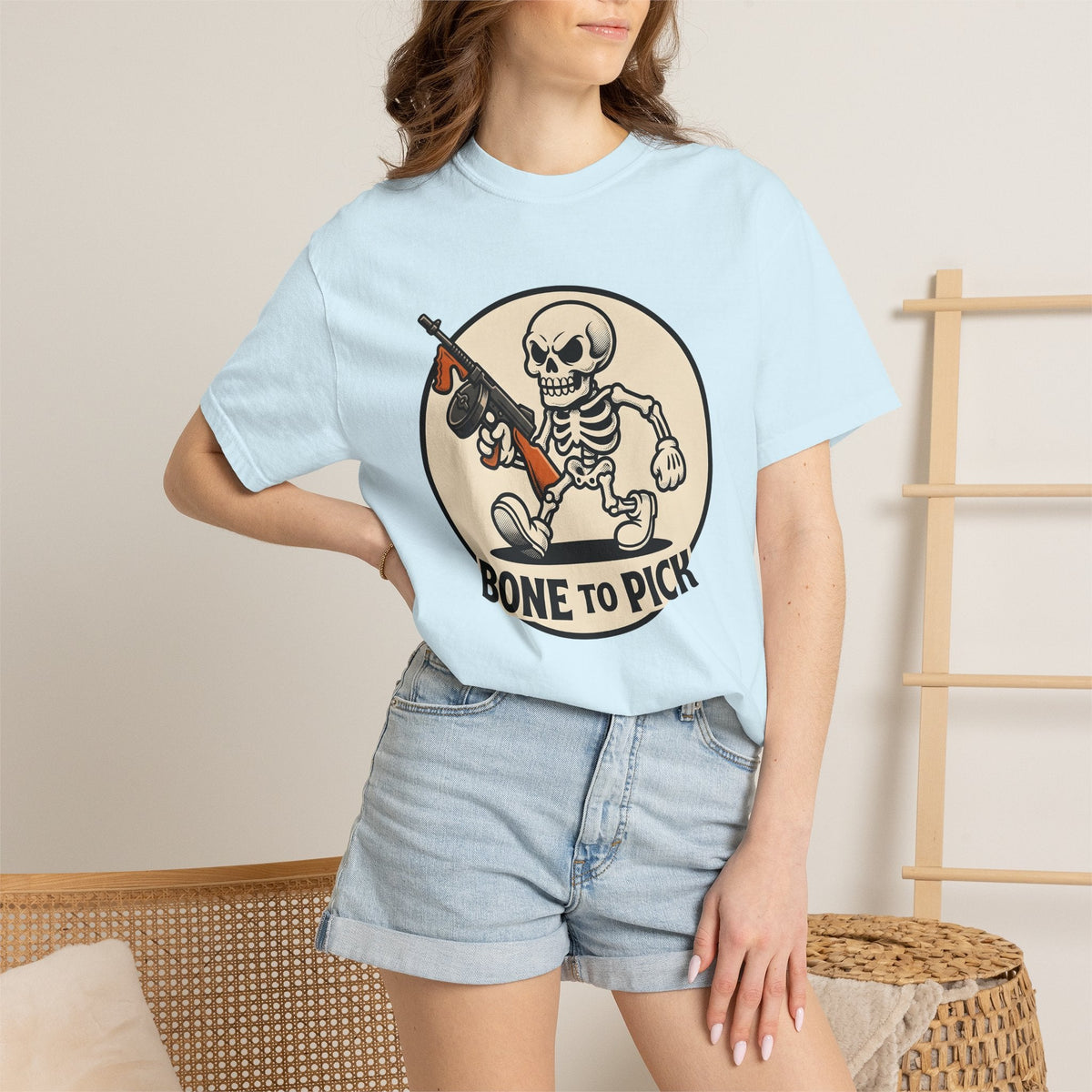 Skull Mobster Comic T-Shirt – Halloween Gangster Bones product image 10