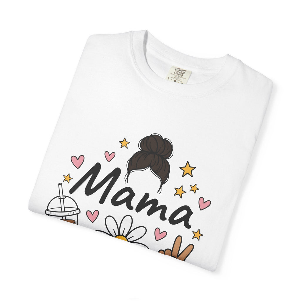 Mom Bun Top Knot Doodle T-Shirt – Busy Mama Coffee Daisy product image 5