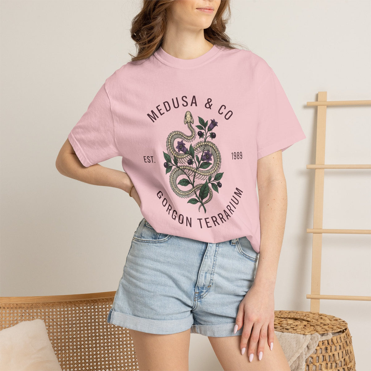 Snake Floral Shirt Gothic Nature Unisex Gift Botanical Tee product image 12