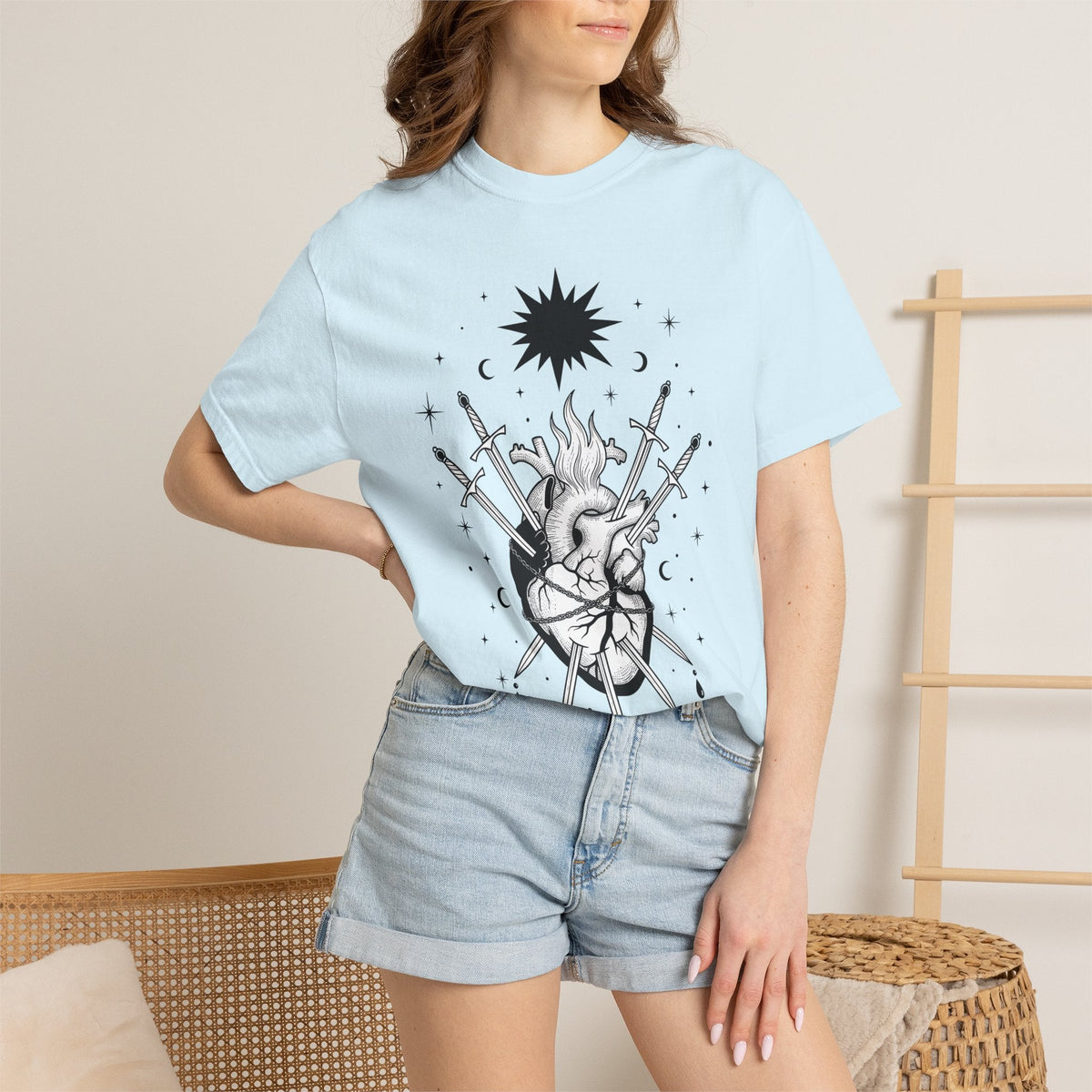 Heart Swords Shirt Boho Chic Mysticism Unisex Gift Old product image 9