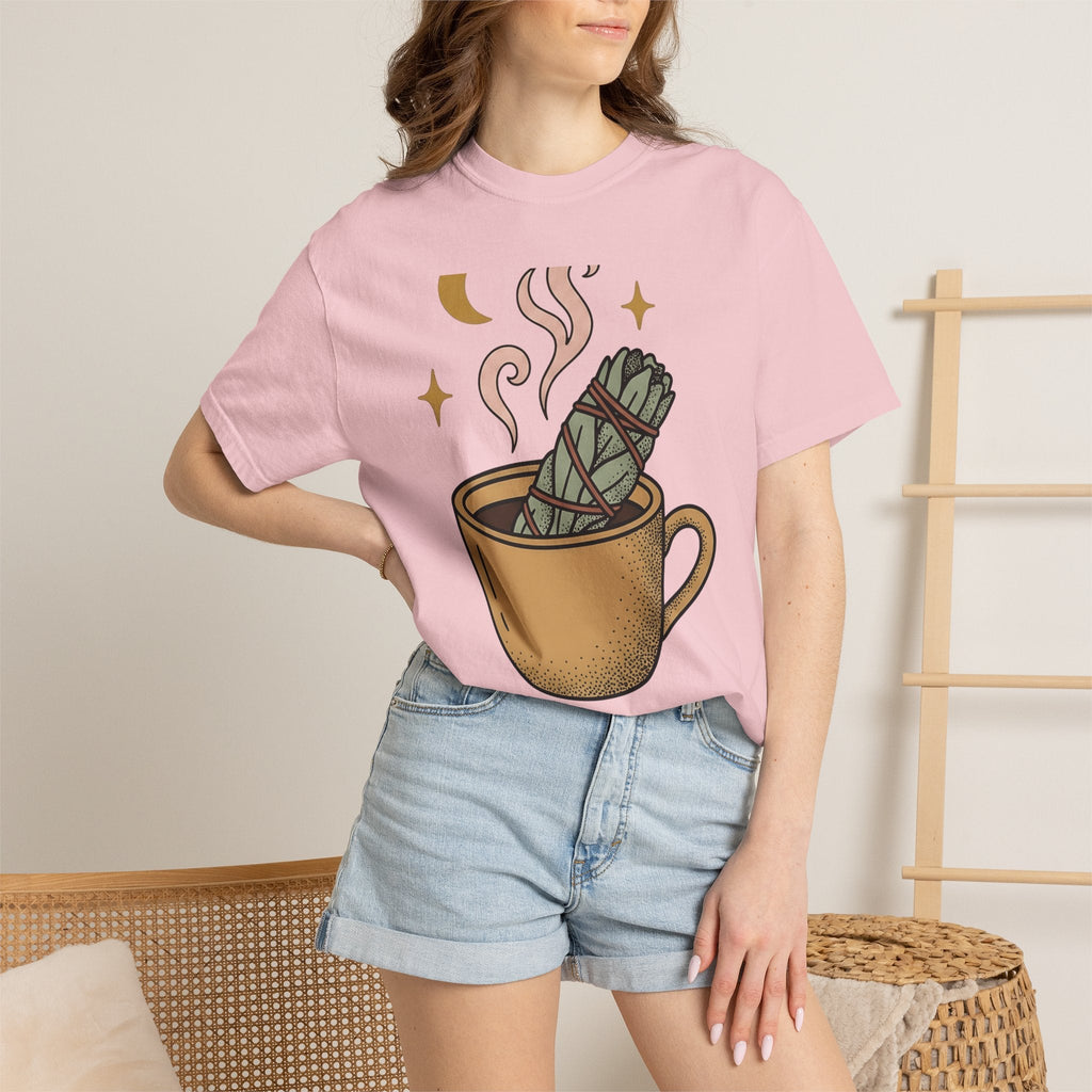 Sage Stick Mug Shirt Boho Chic Spells Unisex Gift Sketch Tee Smudging T-Shirt