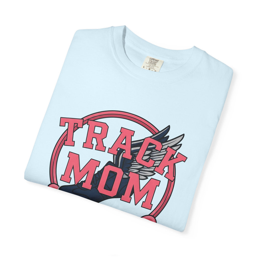 Winged Running Shoes Cartoon T-Shirt – Track Mom Fitness Design, Women Graphic Tee