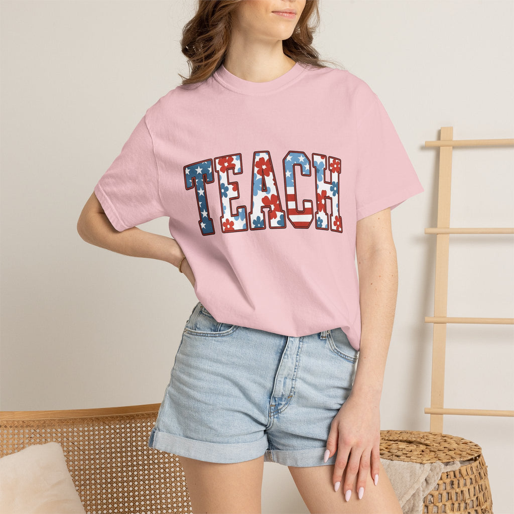Patriotic Floral Text Shirt America Teacher Unisex Gift product image 12