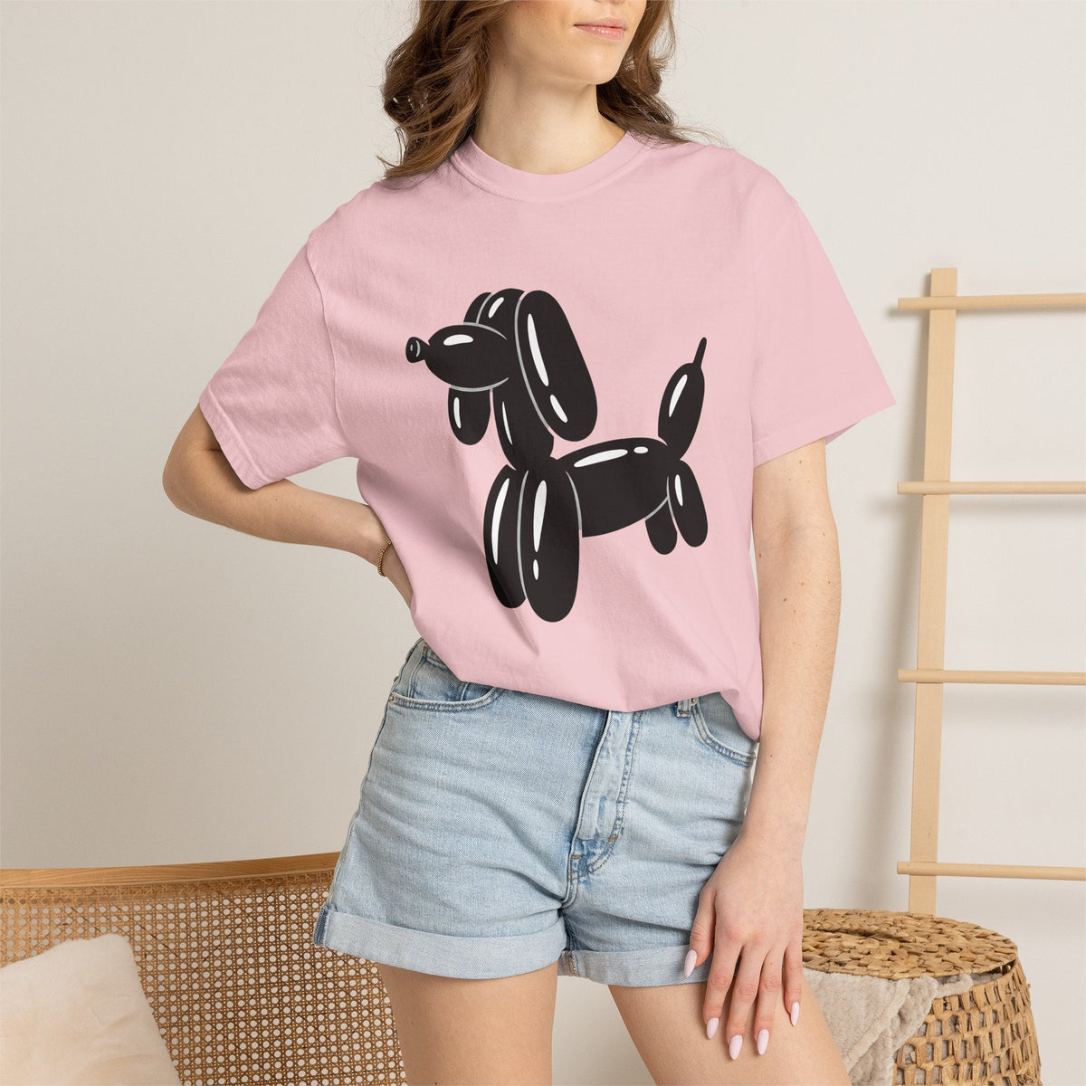 Balloon Puppy Shirt Cute Pets Unisex Gift Simple Tee Dog product image 12