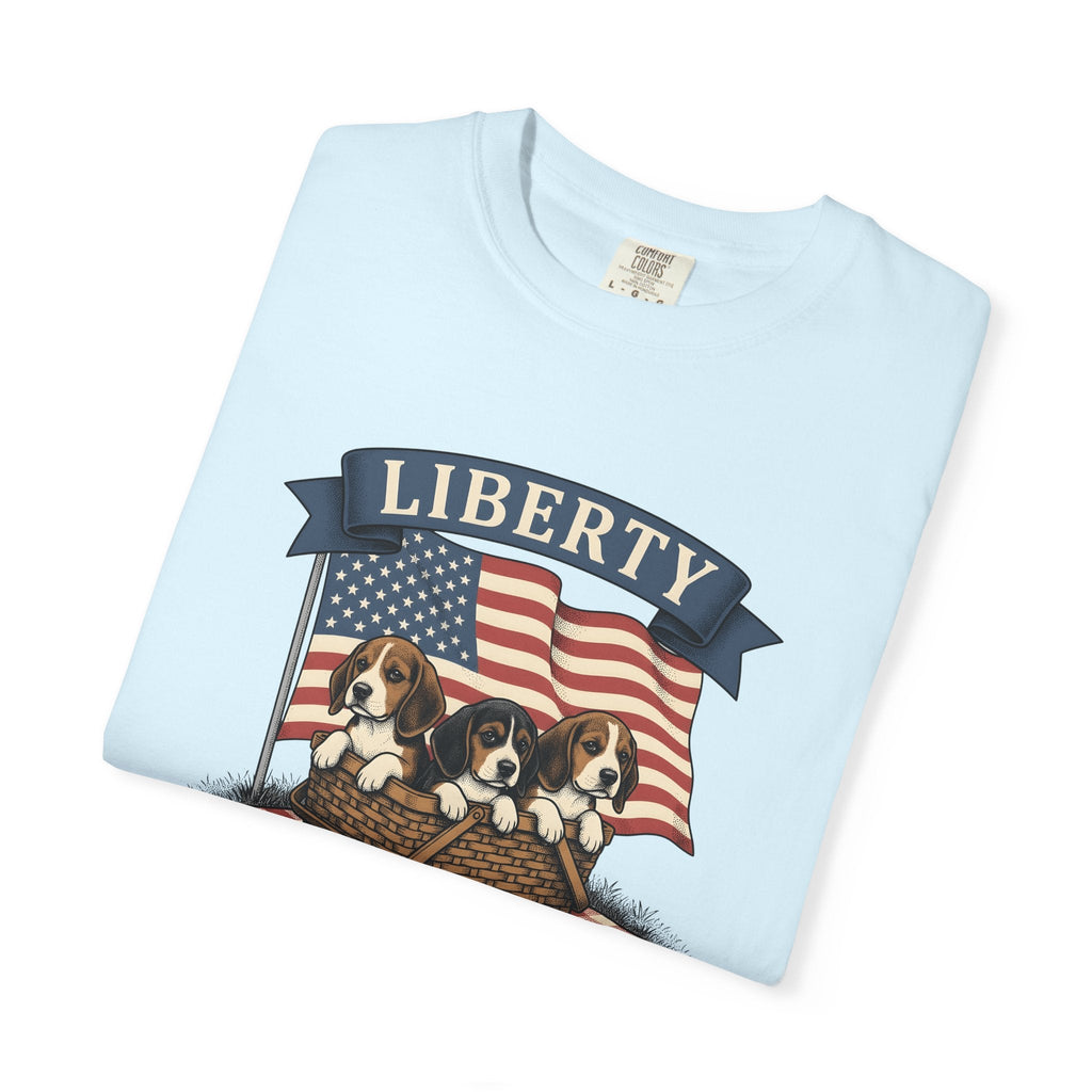 Beagle Pups Rustic T-Shirt – 4th of July Freedom Puppy product image 8